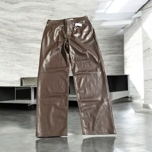 Old Navy Women's Brown Faux Leather High Rise OG Loose Pants